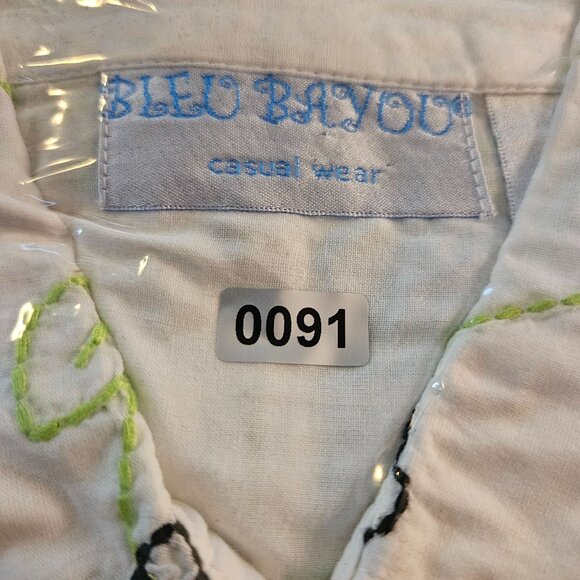 VTG Bleu Bayou Embroidered Boho Button-Up Shirt Paisley & Floral Med Cottage Cor - Picture 14 of 14